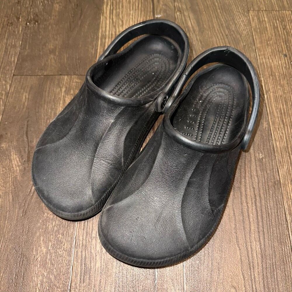 Crocs black rubber washable nursing ortho W8 slip on clogs